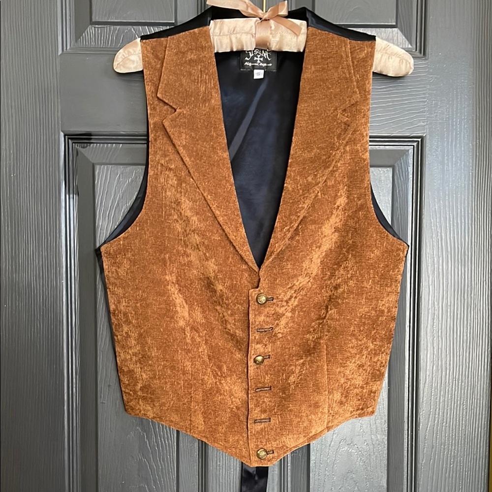 Shrine Brown Velvet/Black Satin Vest